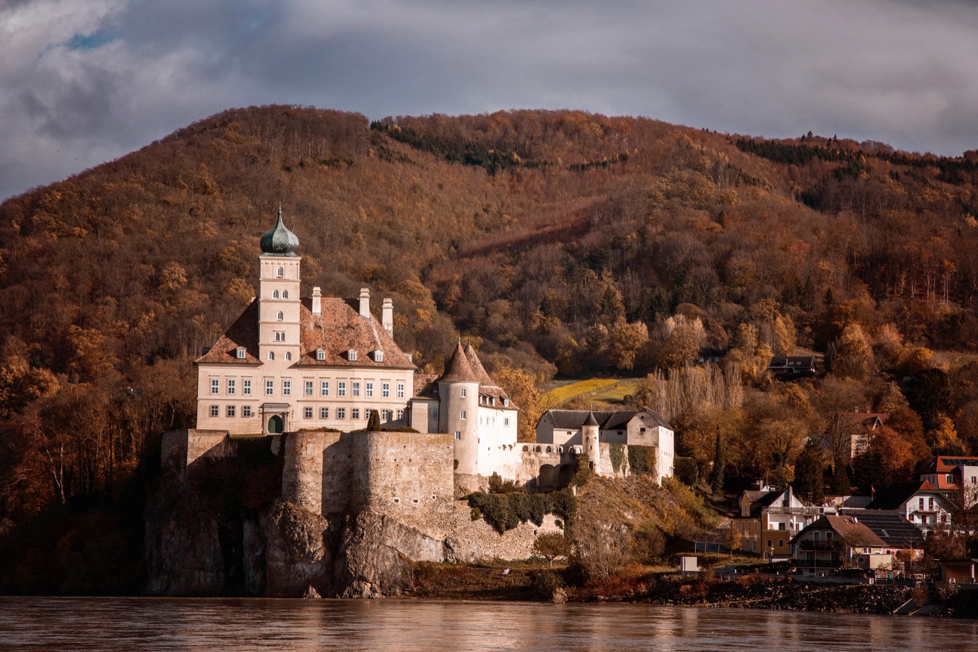 Schönbühel Castle in Austria's Wachau Valley seen from the Danube